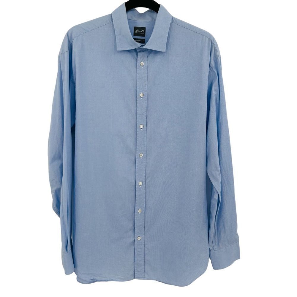 Armani Collezioni blue small check men’s dress shirt size 16.5